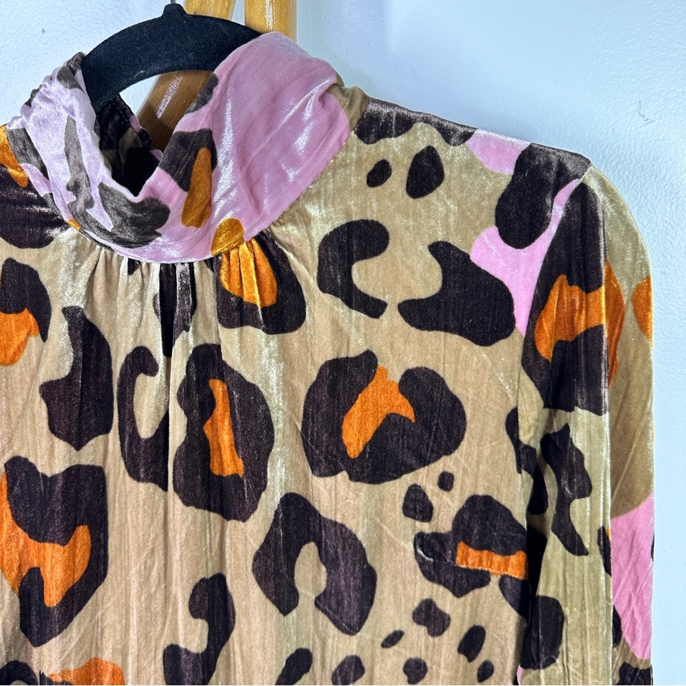 Anthropologie Pink Velvet Cheetah Dress sz 14 - Picture 4 of 7